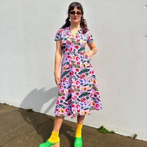 NWT Nooworks Greta Dress Roll Out Print Size Large